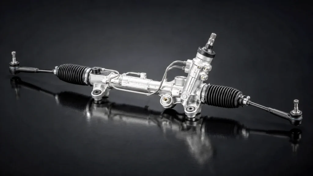 Steering wheel hard to turn traced to a rack and pinion assembly with tie rods and boots