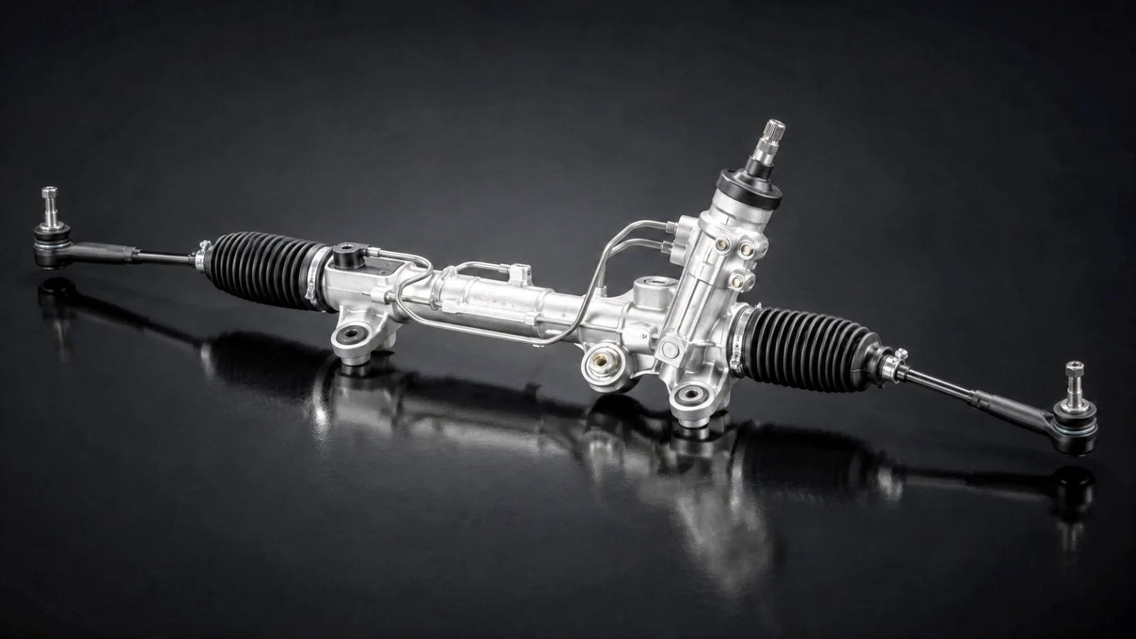 Steering wheel hard to turn traced to a rack and pinion assembly with tie rods and boots